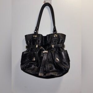 B. Makowsky Black Leather Shoulder Bag